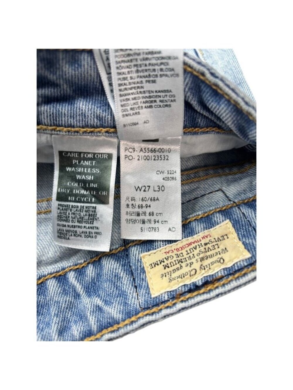 LEVI'S Premium Low Loose Wide Straight Leg Jean In That's Fashion Blue Size 27 - Picture 6 of 9